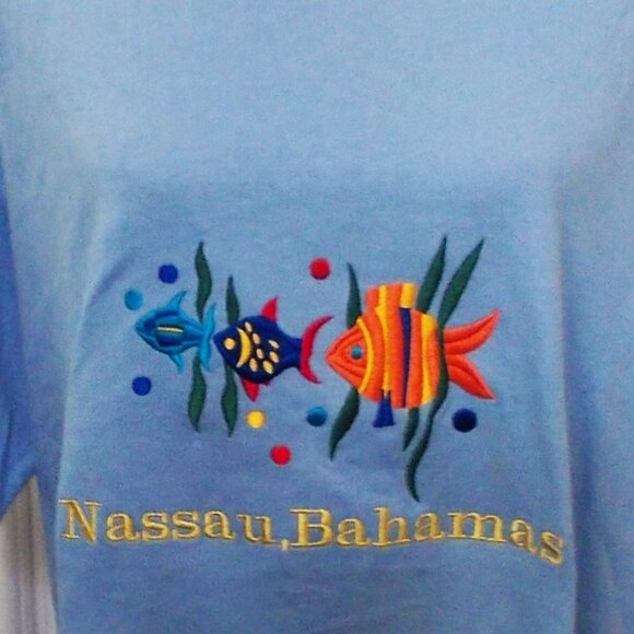 Nassau Bahamas Embroidered Tropical Beach Dress Tunic 1X 2X 3X - Picture 2 of 4